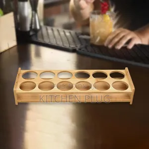 12-Hole Wooden Shot Glass Holder & Organizer Rack