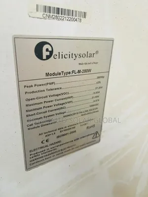 280W Felicity Solar Panel (Brand New)