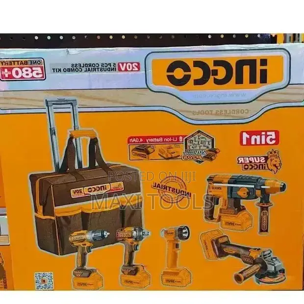 INGCO 20V 5-Piece Cordless Industrial Combo Kit - 1