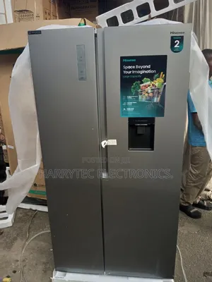 Hisense Side-by-Side Fridge with Dispenser - 529L, Gray