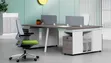 Modern 2-Person Office Workstation Desk with Cabinets - 2