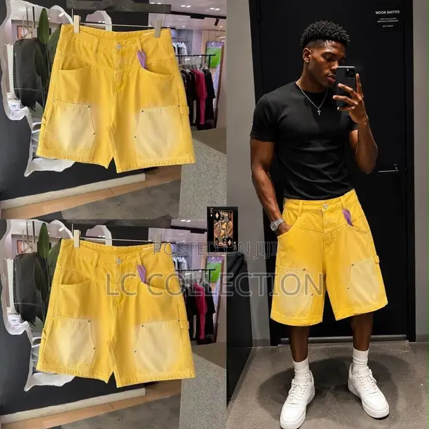 Men's Yellow Cargo Shorts - Brand New - 1