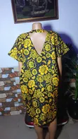 Eunice Little Stitches Yellow & Black Floral Short Boubou Gown - 2
