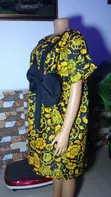 Eunice Little Stitches Yellow & Black Floral Short Boubou Gown - 3