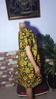 Eunice Little Stitches Yellow & Black Floral Short Boubou Gown - 4