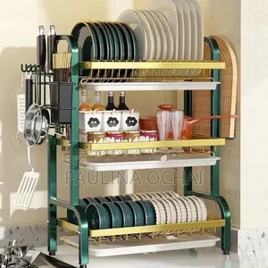 3-Layer Babban Plate Rack - Baƙin Karfe