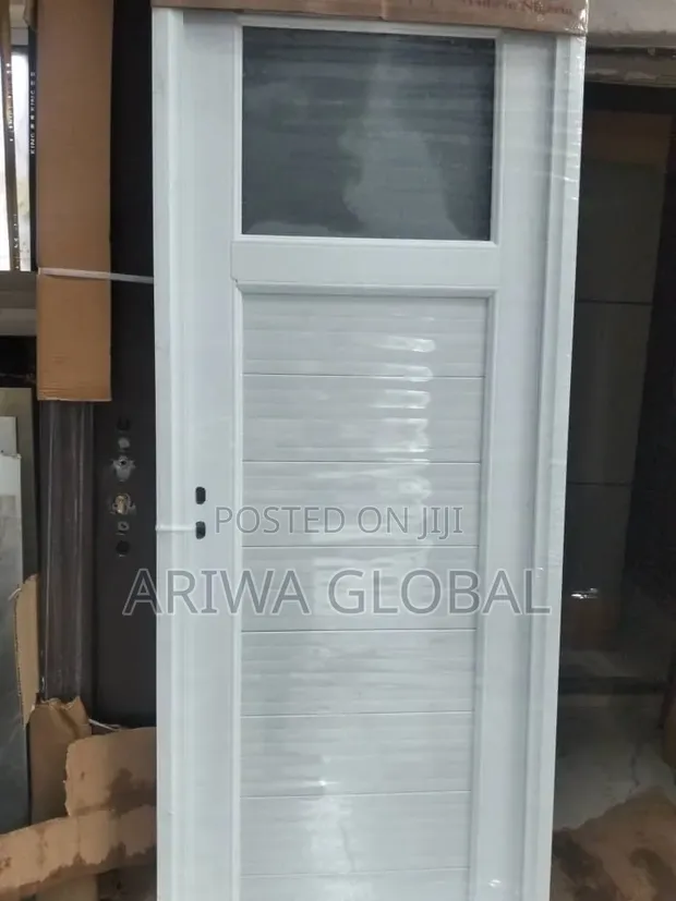 Nigeria Toilet Glass PVC Door - White - 1