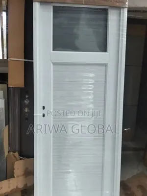 Nigeria Toilet Glass PVC Door - White