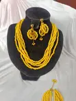 Bright Yellow Bougie Beaded Jewelry Set - 1