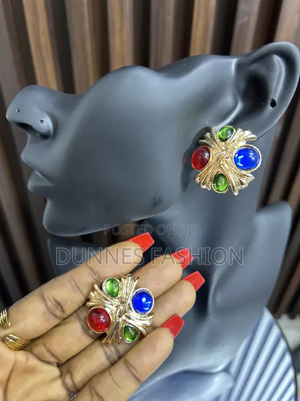 Gemstone Statement Earrings - 1
