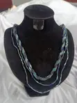 Multi-Strand Blue and Teal Bugle Bead Statement Necklace - 3
