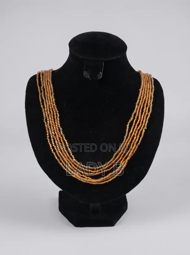 Multi-Strand Earthy Amber Beaded Statement Necklace - 1