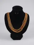 Multi-Strand Earthy Amber Beaded Statement Necklace - 1
