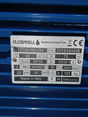 Fluidwell 22kW/30HP Centrifugal Pump