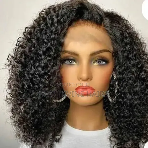 14 Inches 5x5 Full Closure Jerry Curls Wig Gashin Mutum - 1