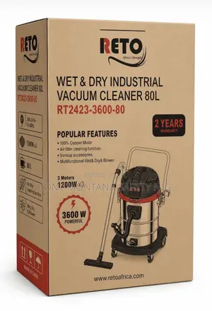 RETO RT2423 Wet Dry Industrial Vacuum Cleaner - 80L 3600W