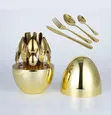 24pcs Egg Shape Cutlery Set - Gold - 1