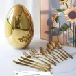 24pcs Egg Shape Cutlery Set - Gold - 2
