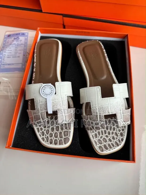 Luxury H-Strap Designer Slides - Orange, Red, Black, Brown - 1