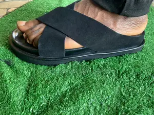 Handmade Men's Suede Palm Slippers - Size 43