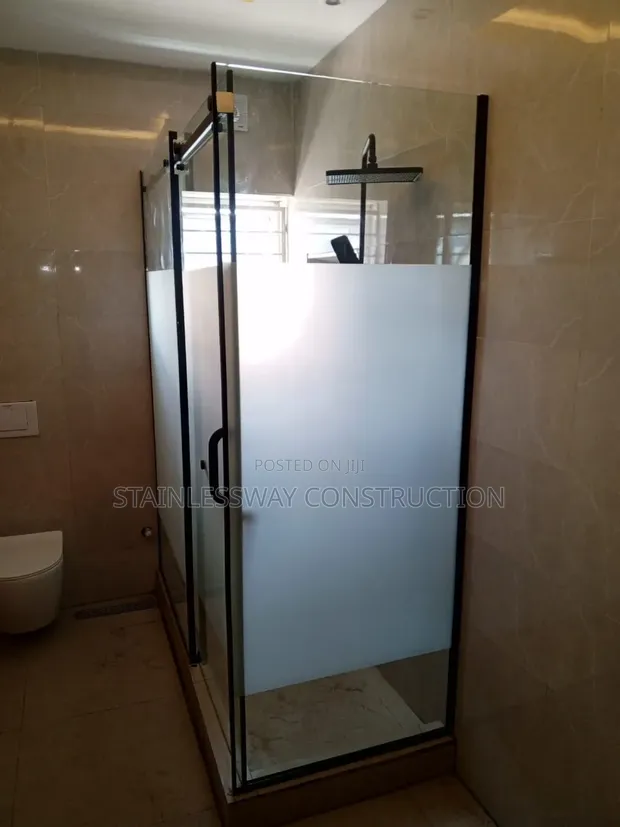 Black Shower Cubicle Glass Handrail - 1