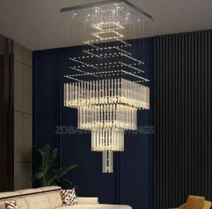 Modern Square Base Crystal Ceiling Chandelier