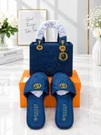 Luxury Navy Blue Bag and Slide Set - Designer Style - 1