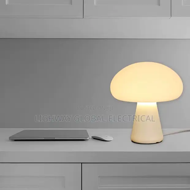 Medieval Danish Cream Mushroom Desk Lamp - 1