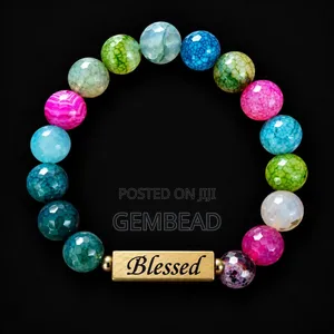 Personalized Gemstone Bead Bracelet with Engraved Nameplate