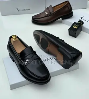 Billionaire Leather Penny Loafers - Black Sole