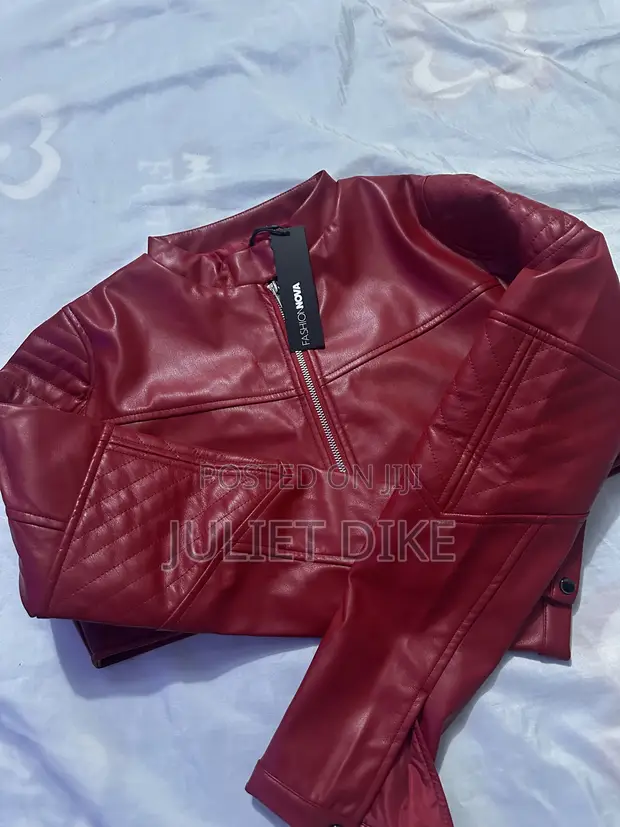 Fashion Nova Faux Leather Crop Jacket - Red (Size S/M) - 1