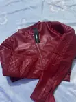 Fashion Nova Faux Leather Crop Jacket - Red (Size S/M) - 1