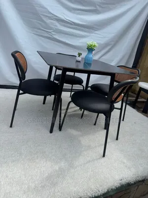 Modern Black Dining Table with 4 Chairs Set