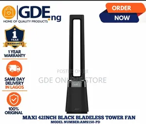 Maxi 42" Black Bladeless Tower Fan (AMS150-PD)