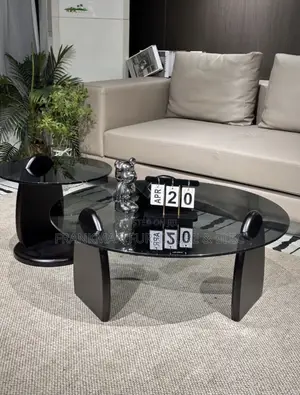 Circular Glass Center Table with Extra Smaller Table