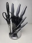 8-Piece Stainless Steel Kitchen Knife Set with Acrylic Stand - 1