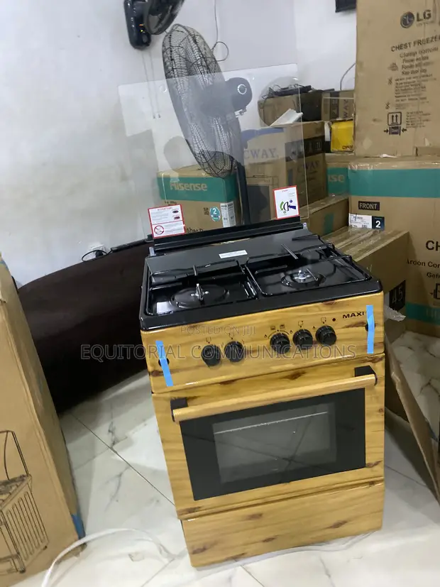 Maxi 6060 3+1 Burner Wood-Finish Gas Cooker - 1