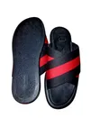 Primus Cross-Strap Leather Slippers - Black/Red & Brown - 2
