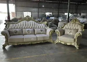 7-Seater Royal Sofa Set - Cream Velvet