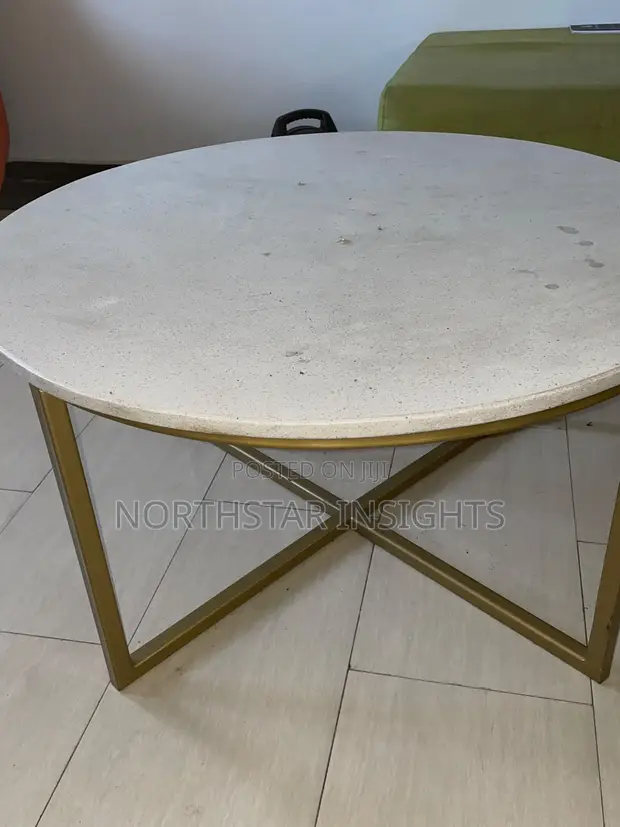 White Marble & Gold Metal Center/Side Table - 1