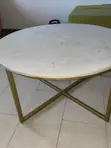 White Marble & Gold Metal Center/Side Table - 1