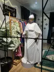 Women's White Maxi Gown with Cape Sleeve - 1