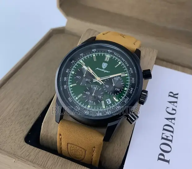 Poedagar Chronograph Leather Wrist Watch - 1