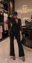 Midnight Romance Sheer-Panel Jumpsuit - 2
