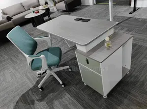 Executive Office Desk - Modern Wooden Top with Metal Leg
