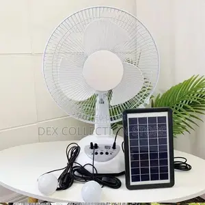 12-Inch Rechargeable Solar Fan with LED Light