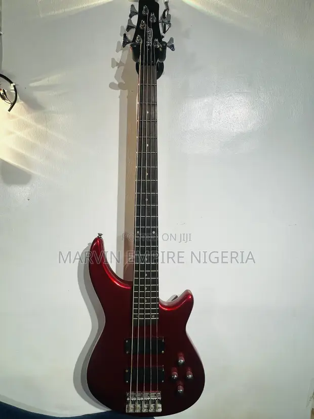 Matushi 5-String Professional Red Bass Guitar with Padded Bag - 1