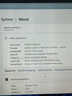 Dell Latitude 5400 Laptop - 8GB RAM, 256GB SSD, Intel Core i5