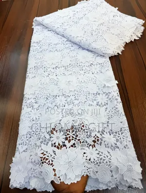 Luxury White Flowery Lace Fabric - 5 Yards