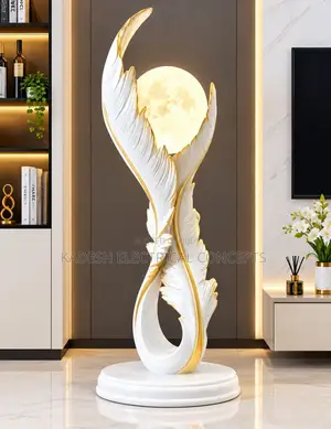 Creative Luminous Feather Resin Statue Floor Decor Nordic
